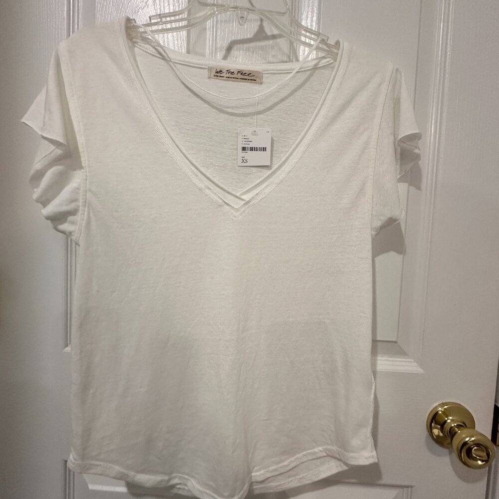 Free People short flutter sleeve Tee shirt top NWT